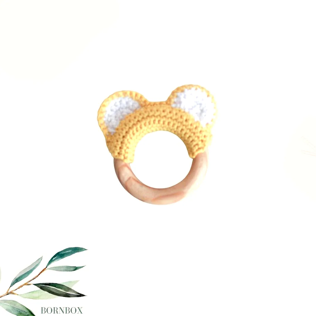Cute easy crochet teether with playful bear-ear design