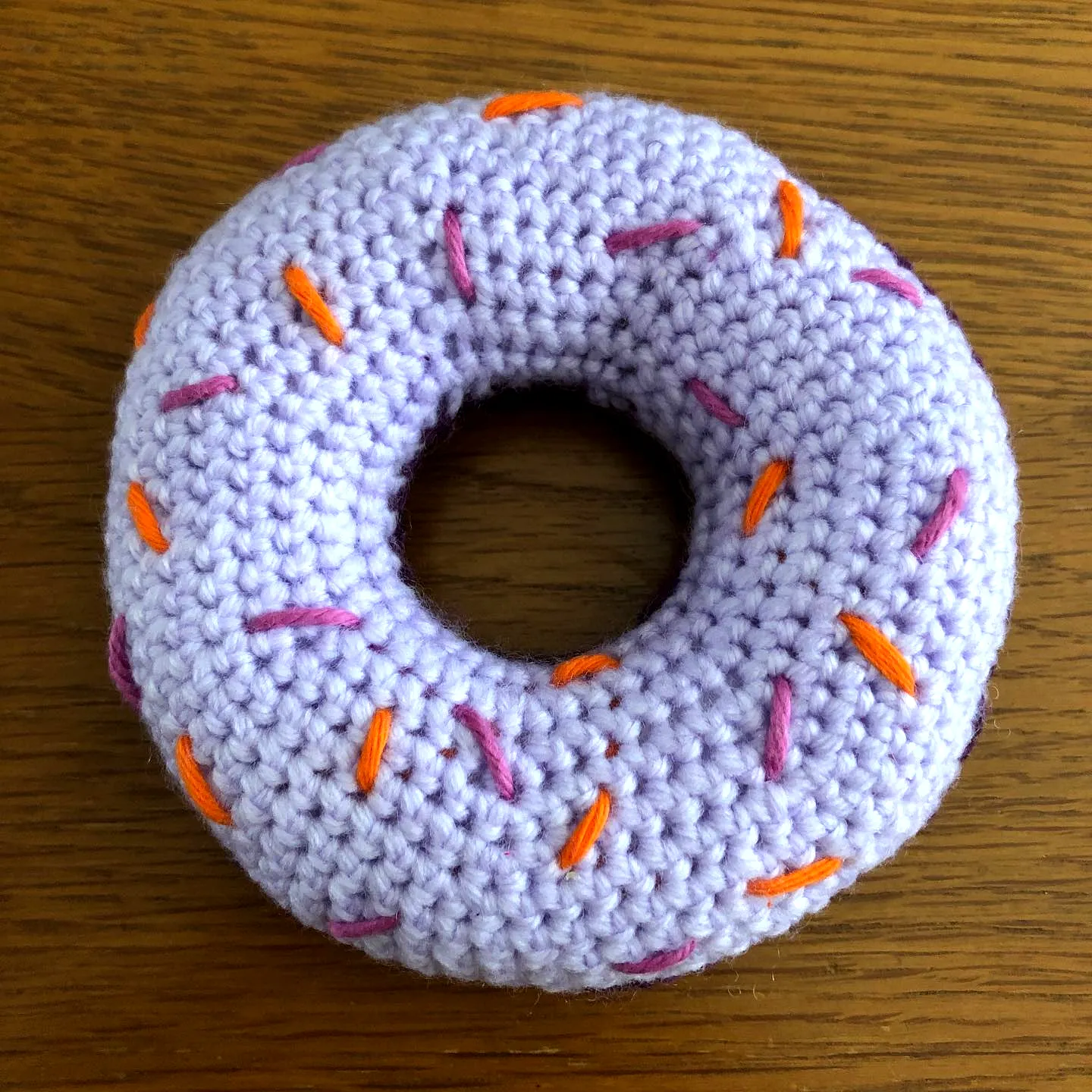 Cute Lavender Crochet Dog Toy with Colorful Sprinkles