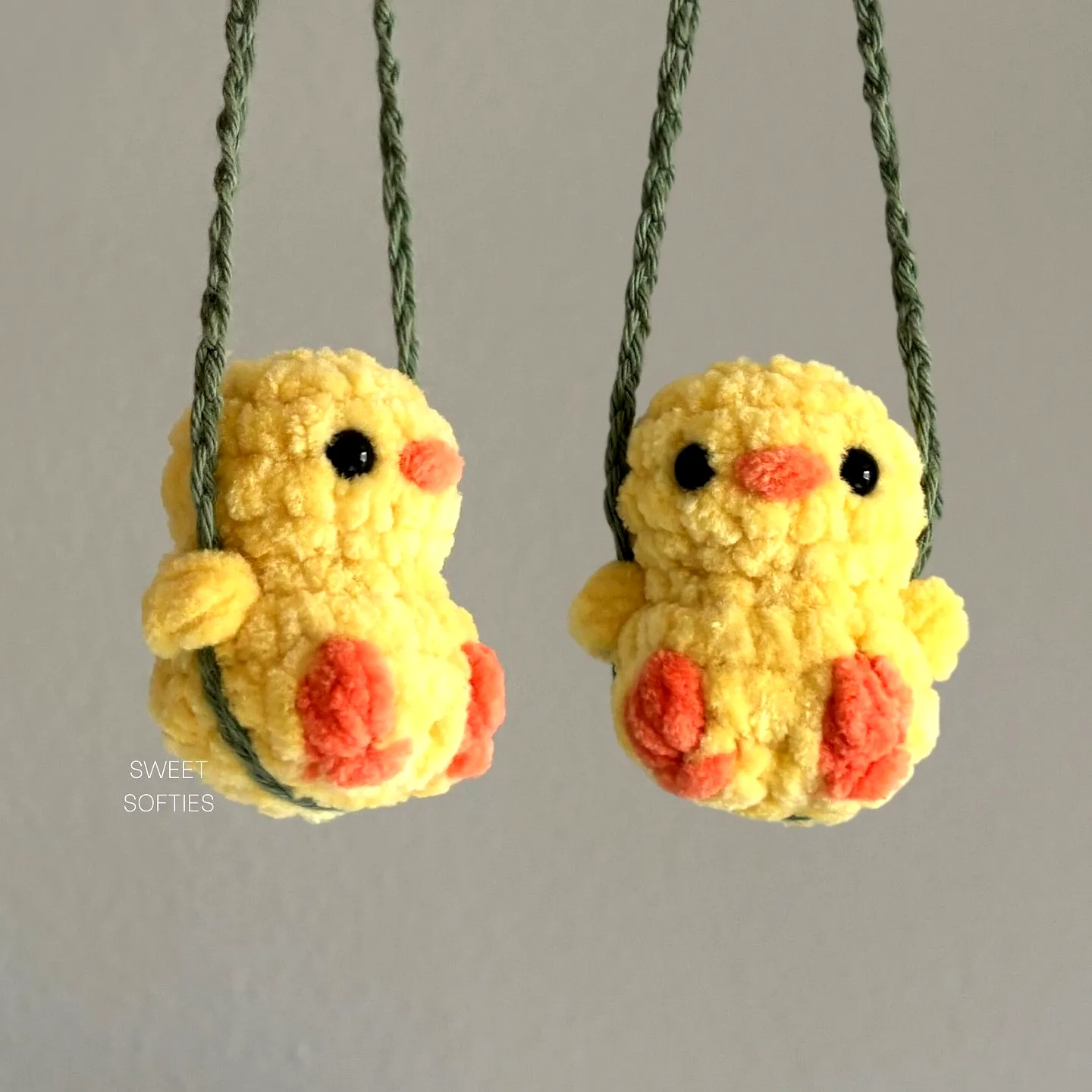 Cute vibrant crochet bird toy in soft yellow