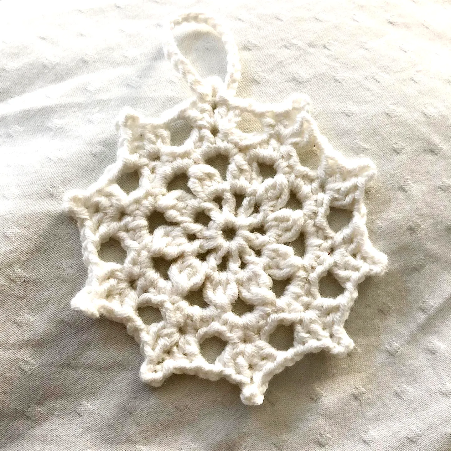 Delicate Crochet Snowflake Ornament in White