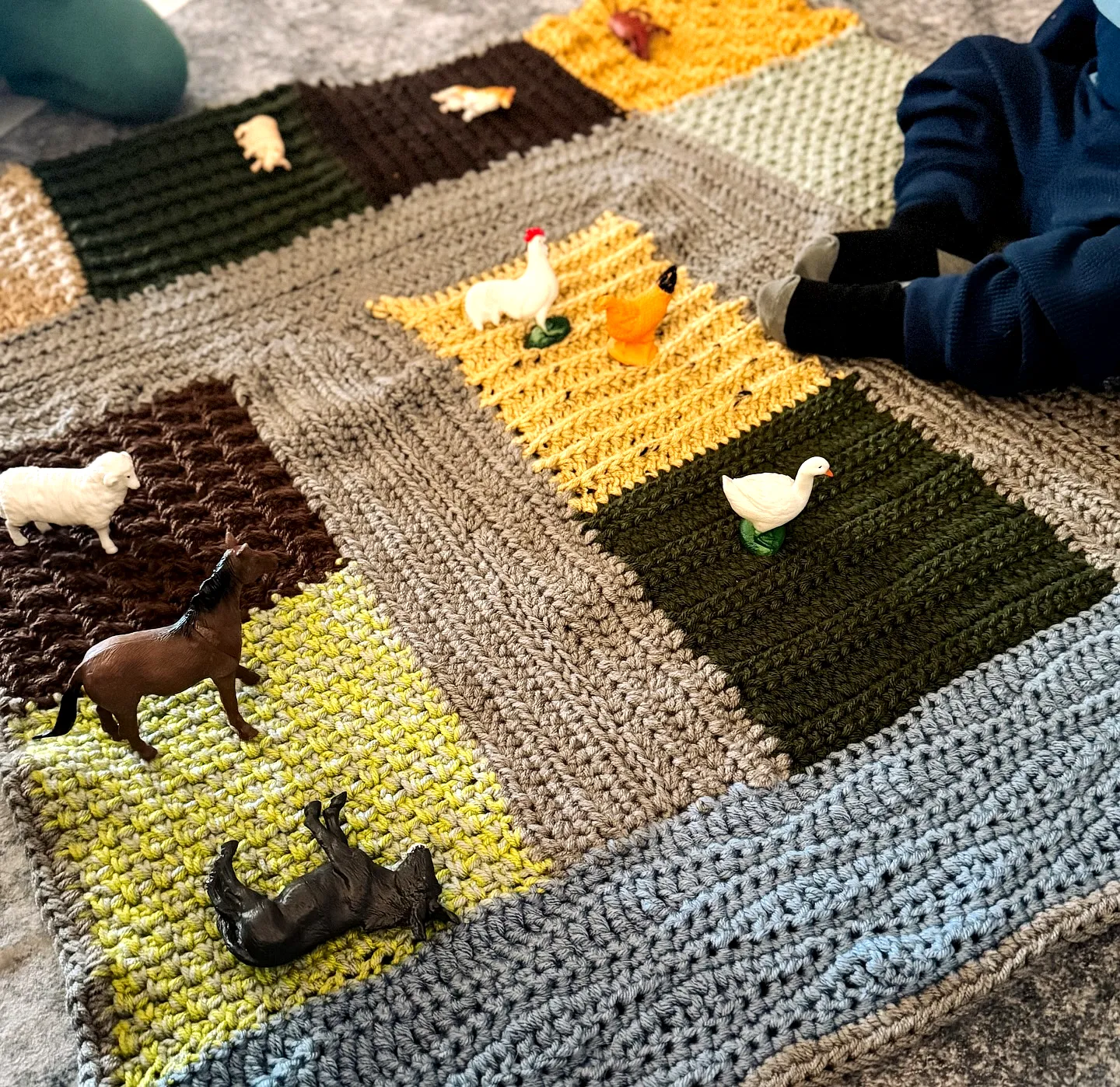 Delightful Crochet Baby Playmat in Earthy Tones for Toddlers