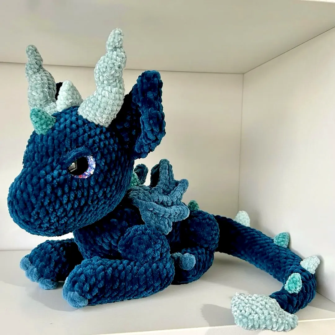 Delightful Crochet Dragon in Vibrant Deep Teal