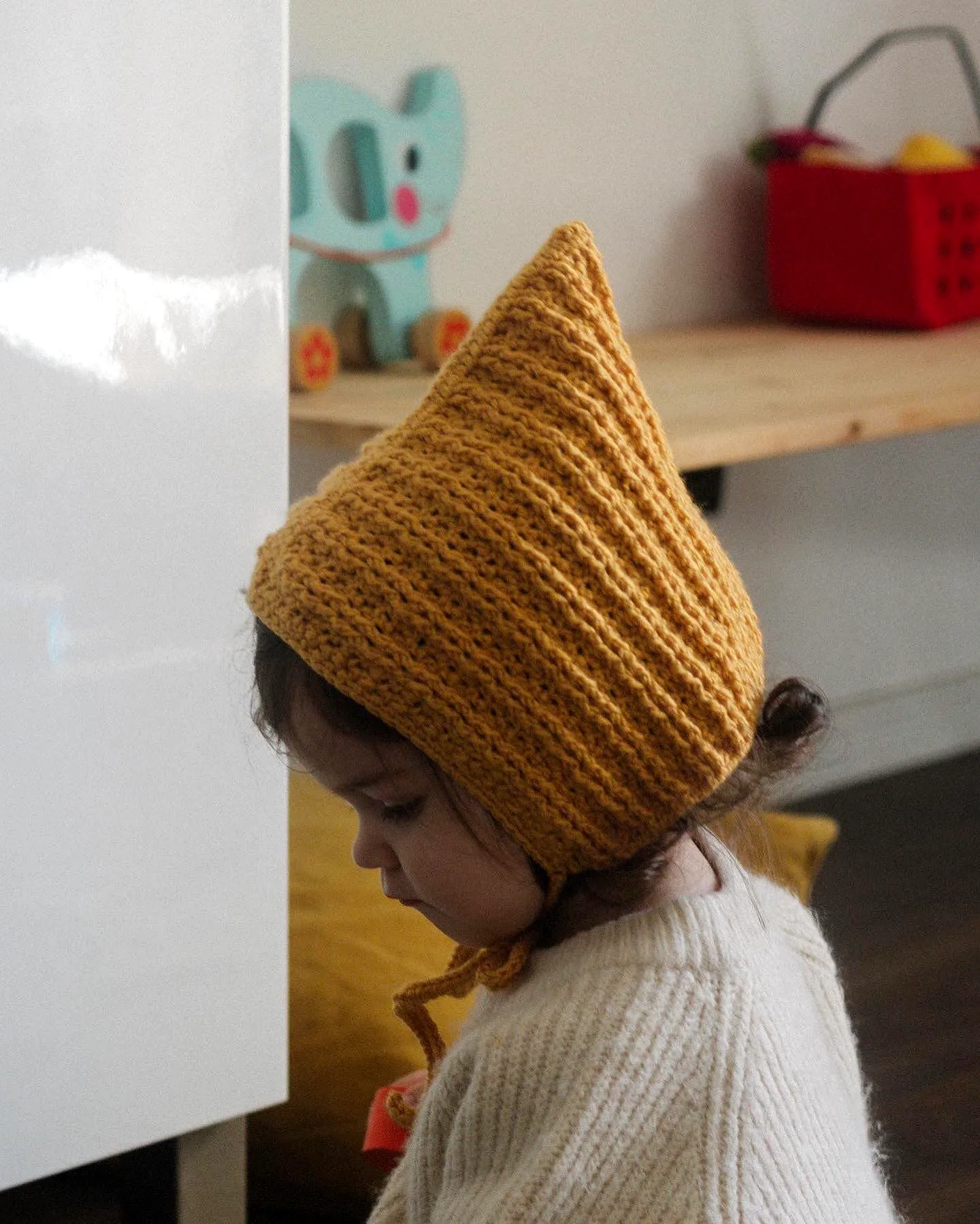 Delightful Crochet Gnome Hat in Warm Mustard Yellow