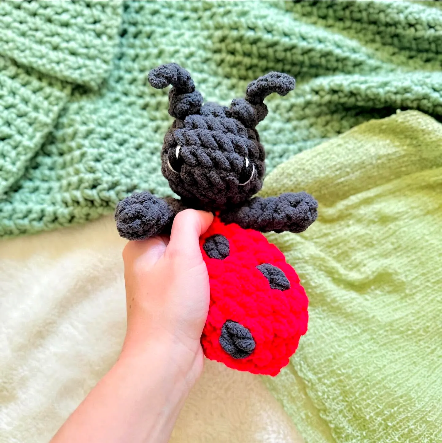 Delightful Crochet Ladybug Plush Toy in Vibrant Red and Black