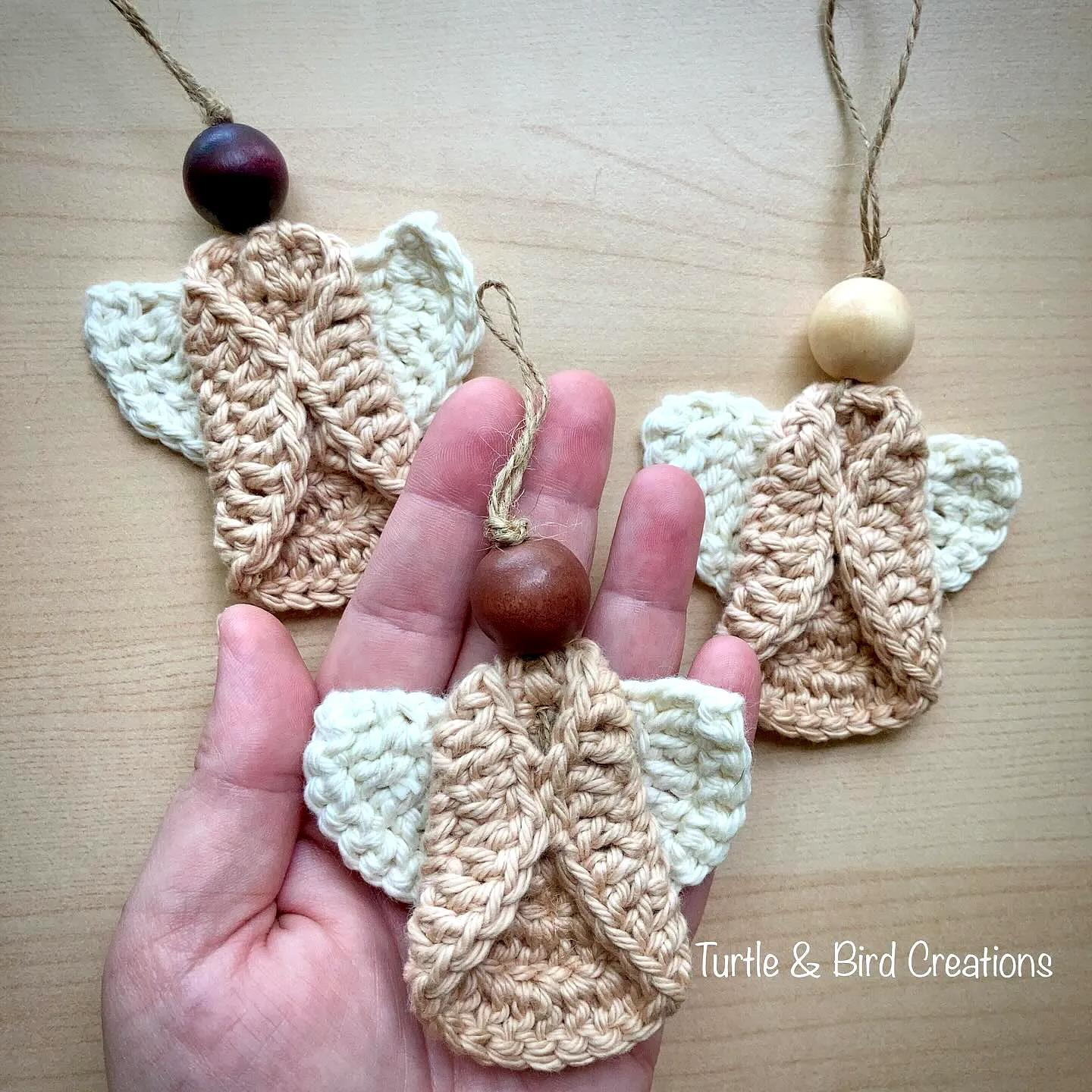 Delightful Crochet Ornament Angels in Beige and Cream
