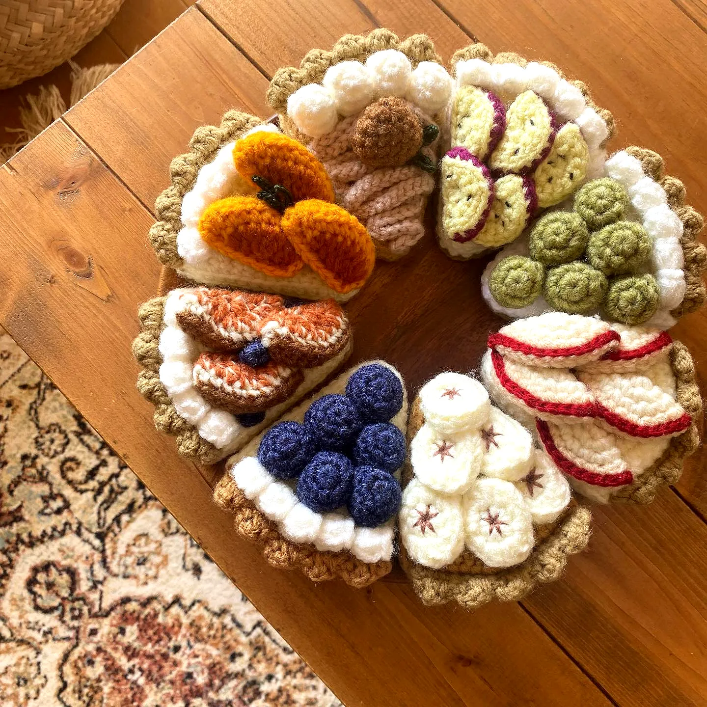 Delightful Crochet Pie Set in Colorful and Playful Style