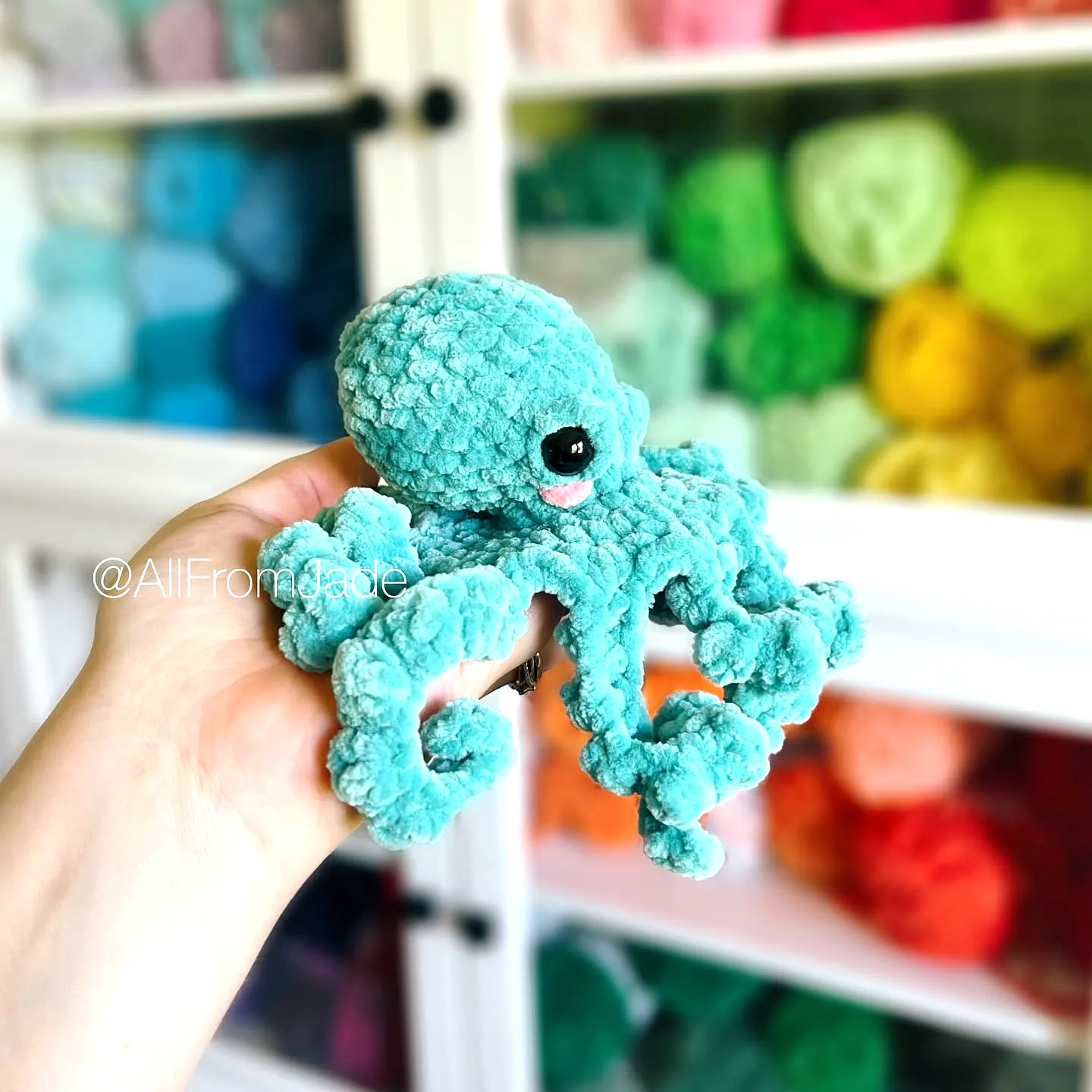 Delightful Vibrant Teal Crochet Octopus