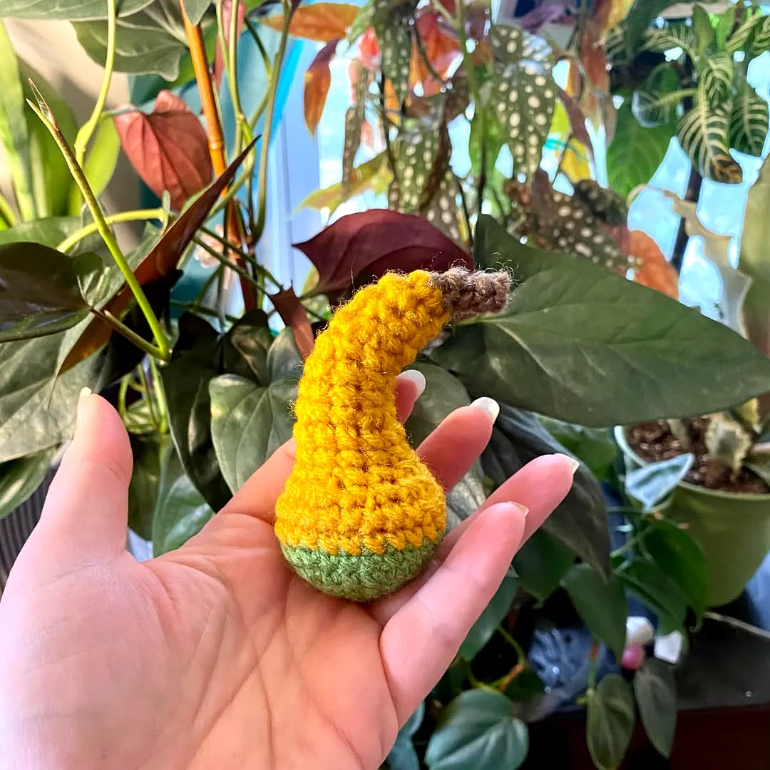 Easy Crochet Cat Toy in Vibrant Yellow and Green Pear Shape