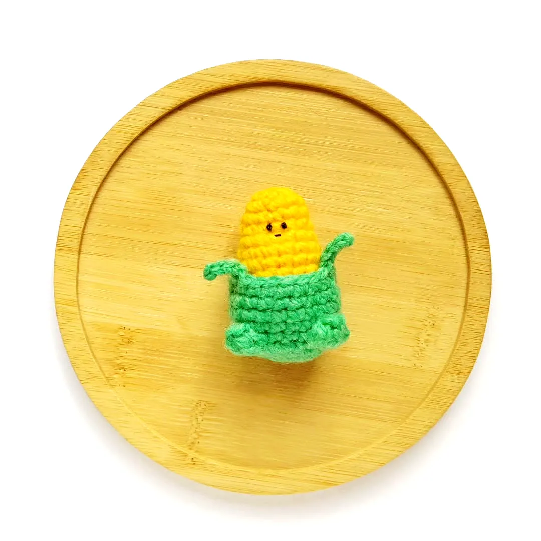 Easy Crochet Corn in Bright Yellow and Green Yarn