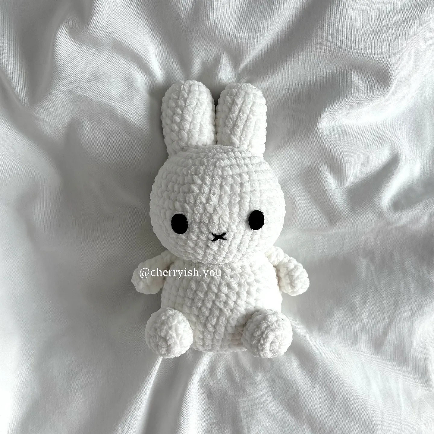 Easy Cute Crochet Bunny in Plush White with Black Eyes