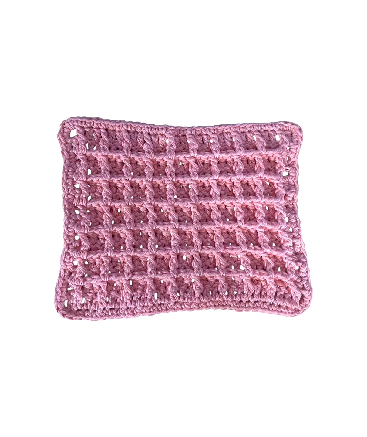 Easy Stylish Crochet Washcloth in Soft Pink Textured Stitch