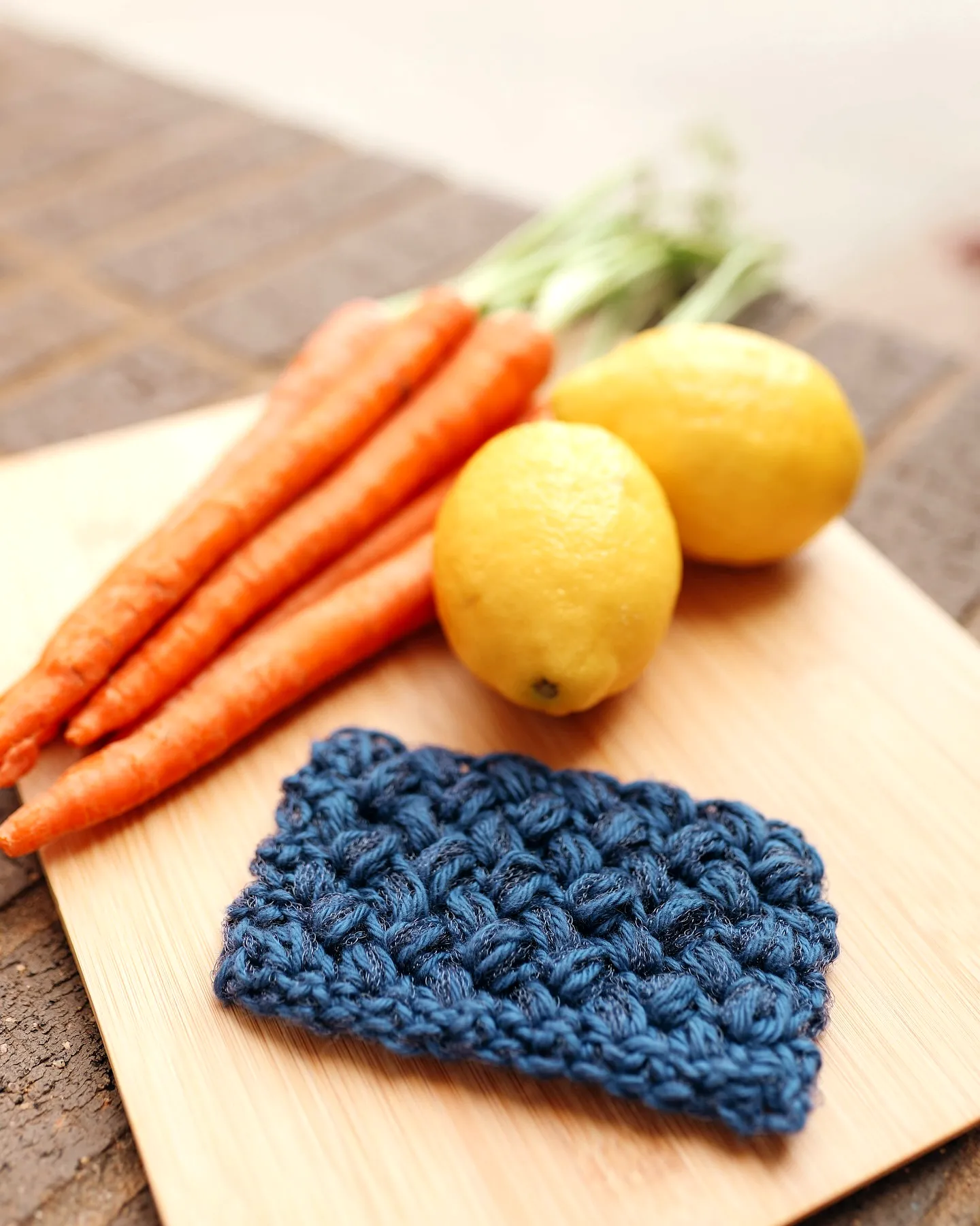 Handmade Deep Blue Crochet Sponge with Textured Design