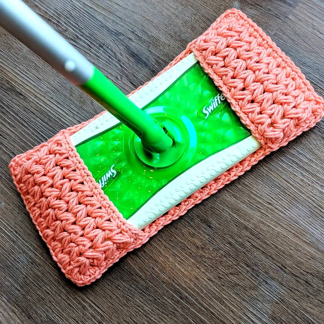 Stylish Coral Crochet Mop Cover for Eco-Friendly Cleaning