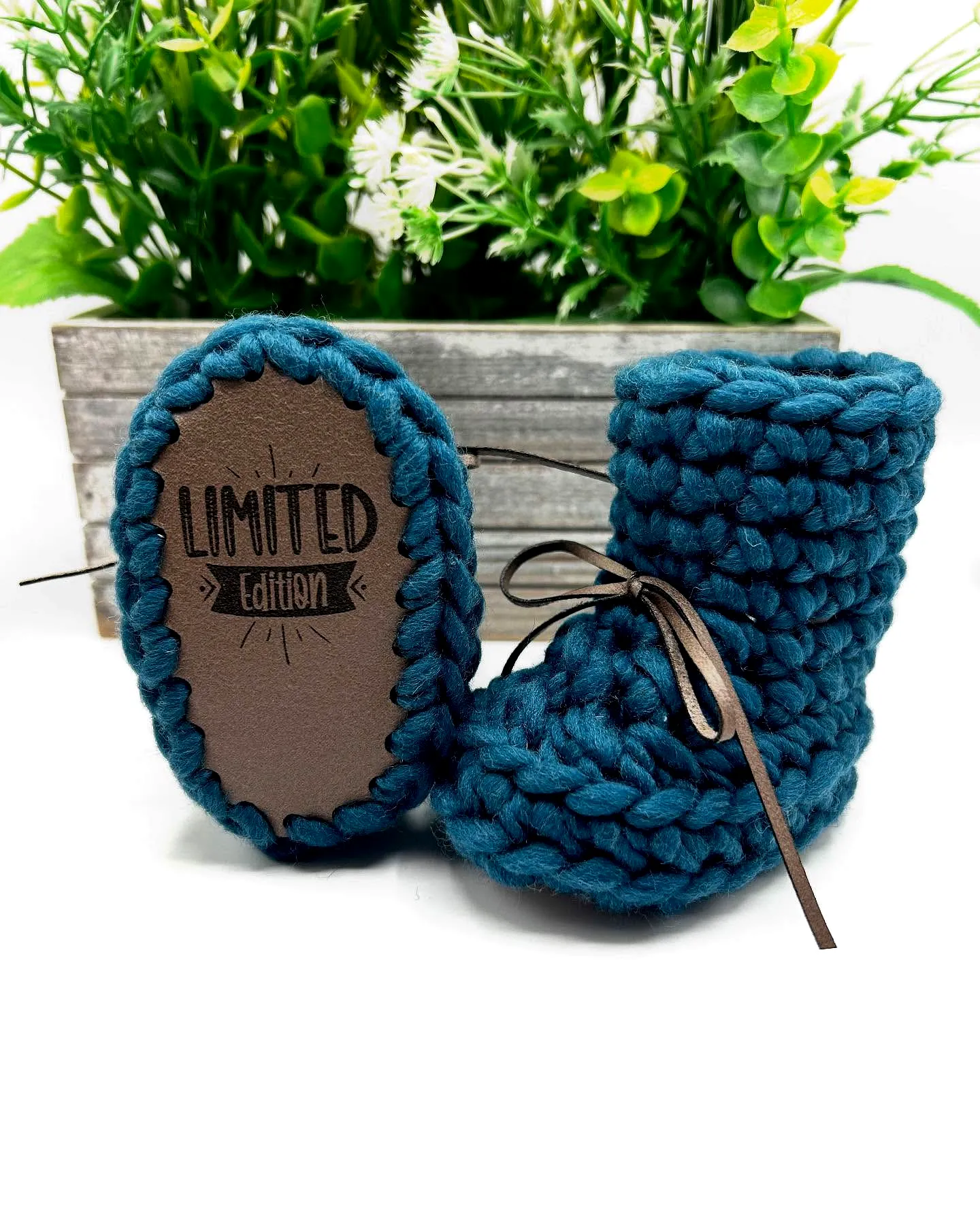 Stylish Crochet Baby Booties in Rich Teal