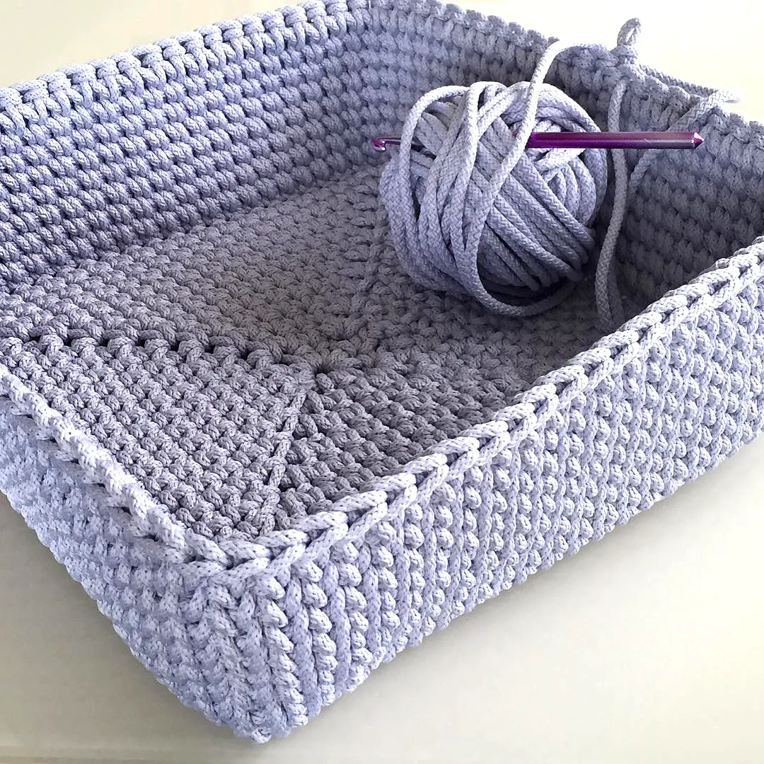 Stylish Crochet Basket Organizer in Soft Lavender