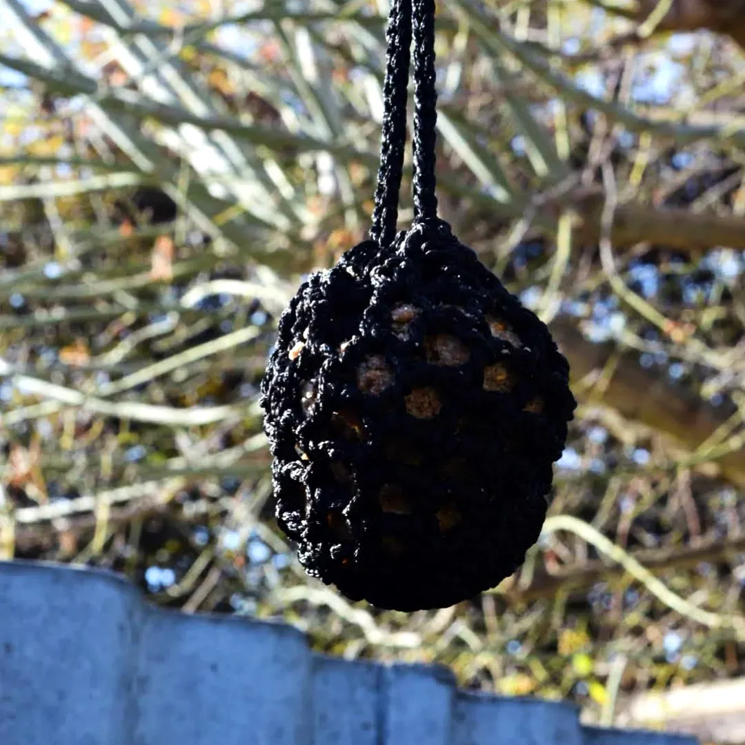 Stylish Crochet Bird Feeder in Black