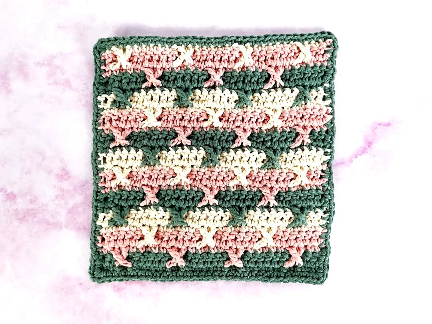 Stylish Crochet Dishcloth in Pastel Colors