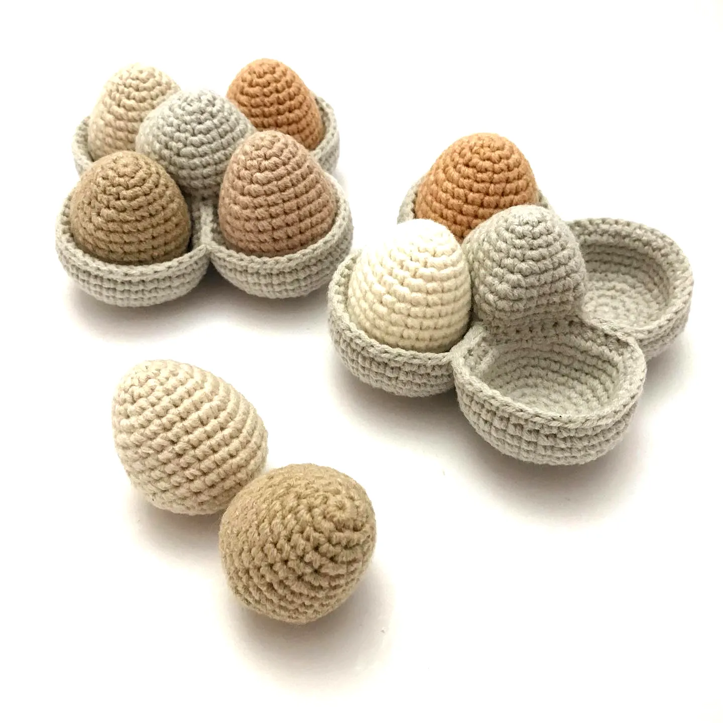 Stylish Crochet Egg Set in Natural Tones