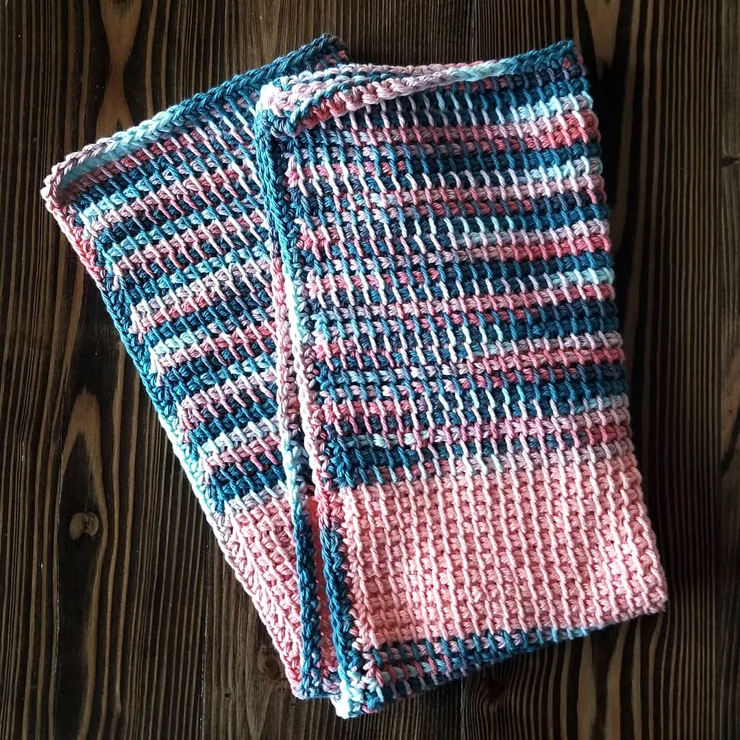 Stylish Crochet Kitchen Towel in Colorful Striped Design