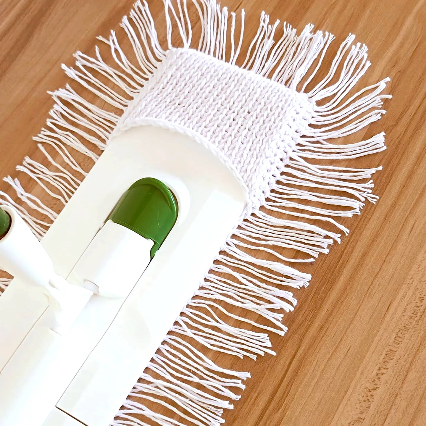 Stylish Crochet Mop Cover in Bright White with Fringed Edges