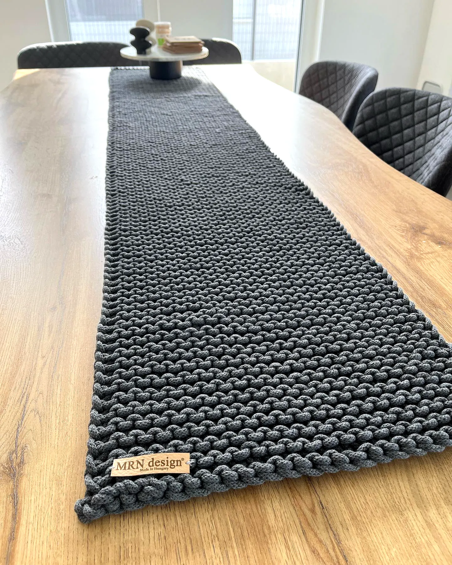 Stylish Crochet Table Runner in Gray