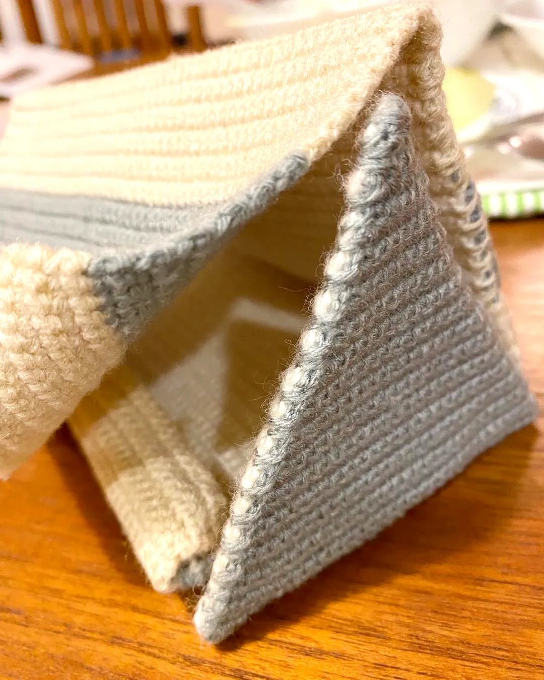 Stylish Easy Crochet Tent in Neutral Cream and Gray Tones