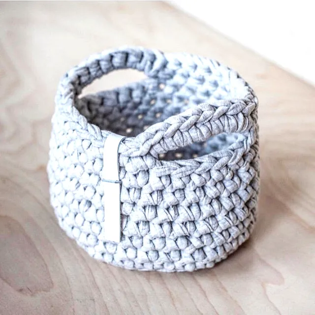 Stylish Light Gray Crochet Basket Organizer