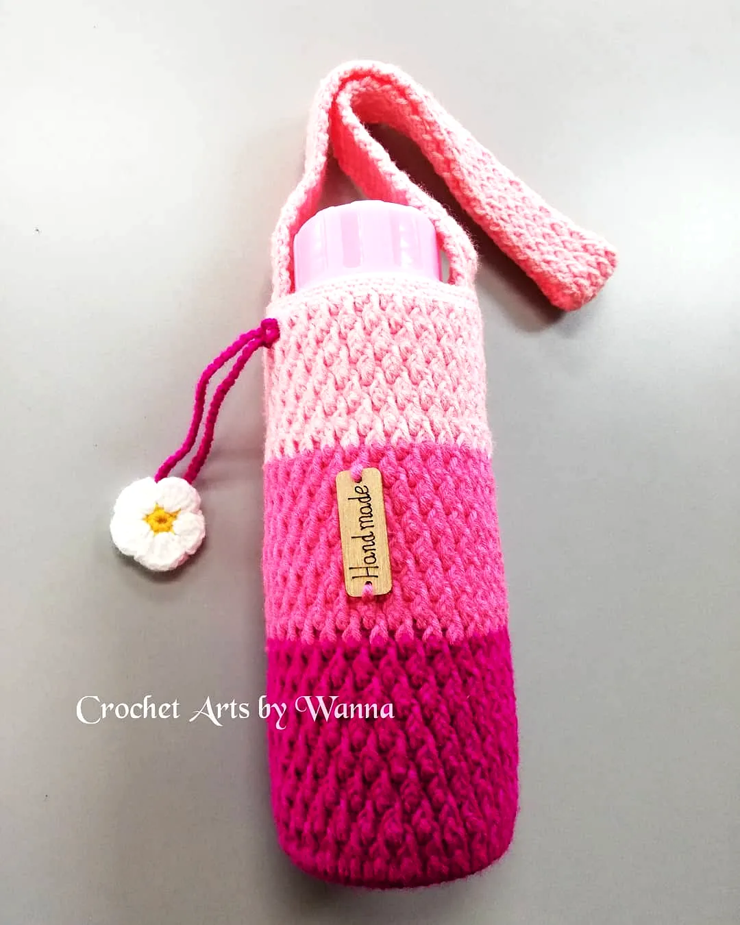 Stylish Pink Ombre Crochet Bottle Cozy