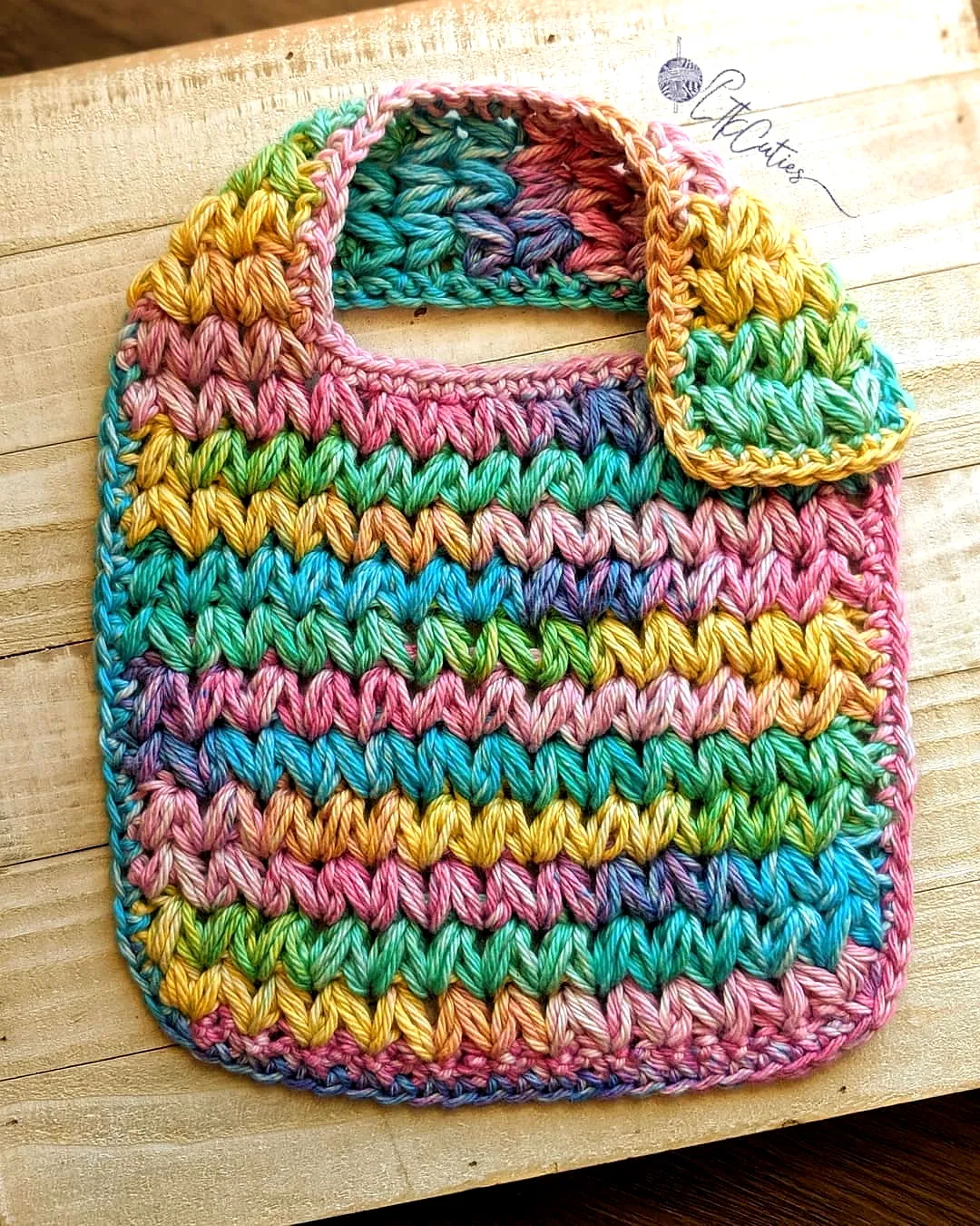 Vibrant Crochet Baby Bib in Colorful Stripes for Beginners