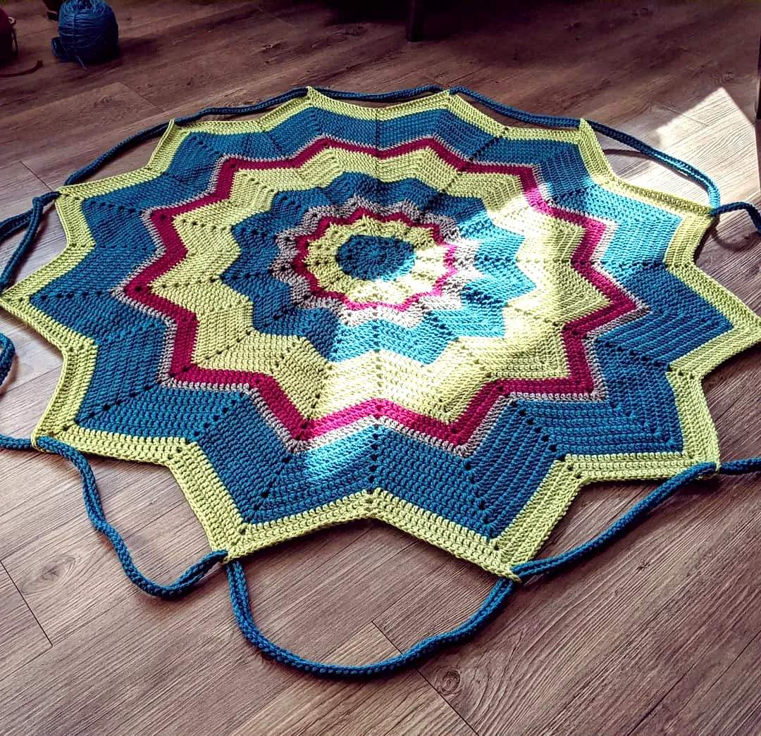 Vibrant Crochet Baby Playmat in Hexagonal Style for Fun Playtime