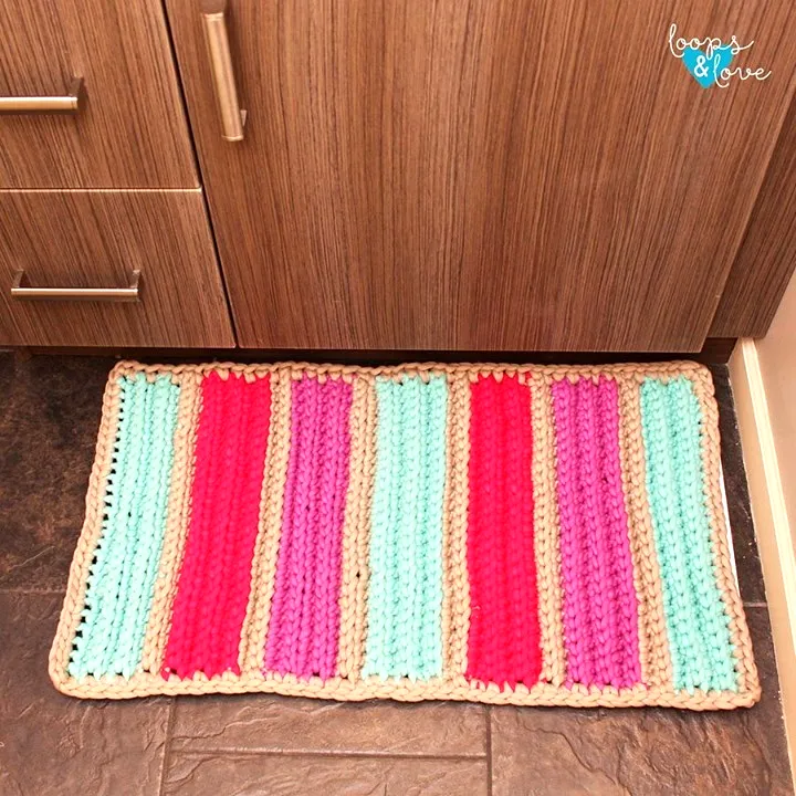 Vibrant Crochet Bath Mat in Striped Design for Easy Crochet
