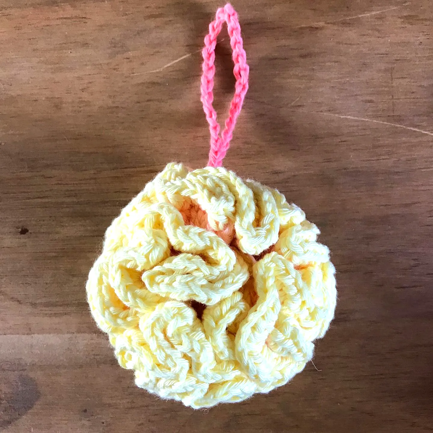 Vibrant Crochet Bath Pouf in Yellow and Orange