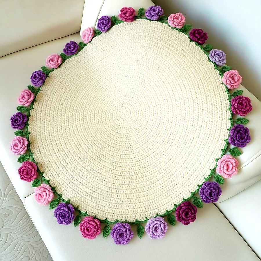 Vibrant Crochet Blanket with Roses in Creamy Soft Yarn
