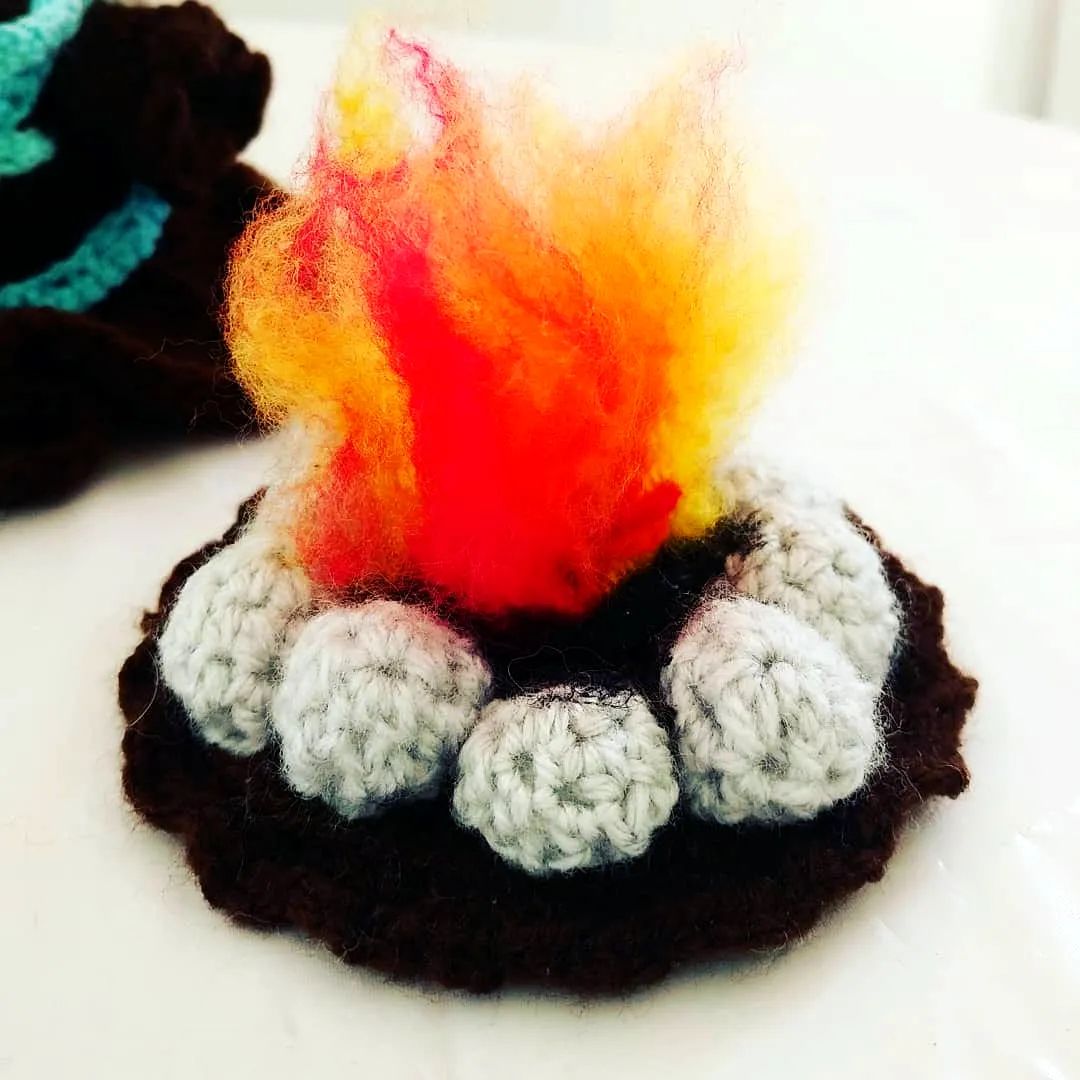 Vibrant Crochet Campfire Decorative Yarn Project