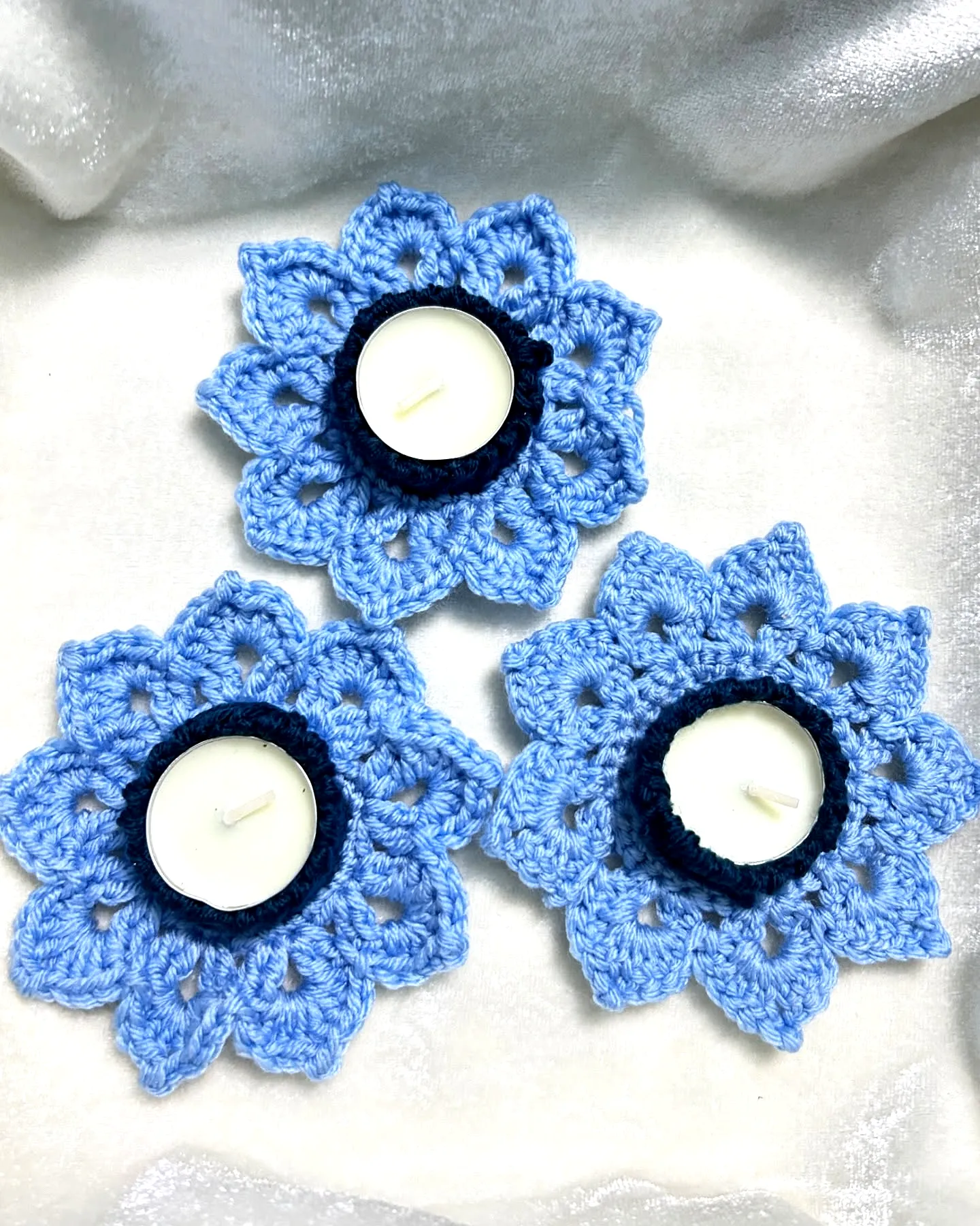 Vibrant Crochet Candle Holder with Floral Design