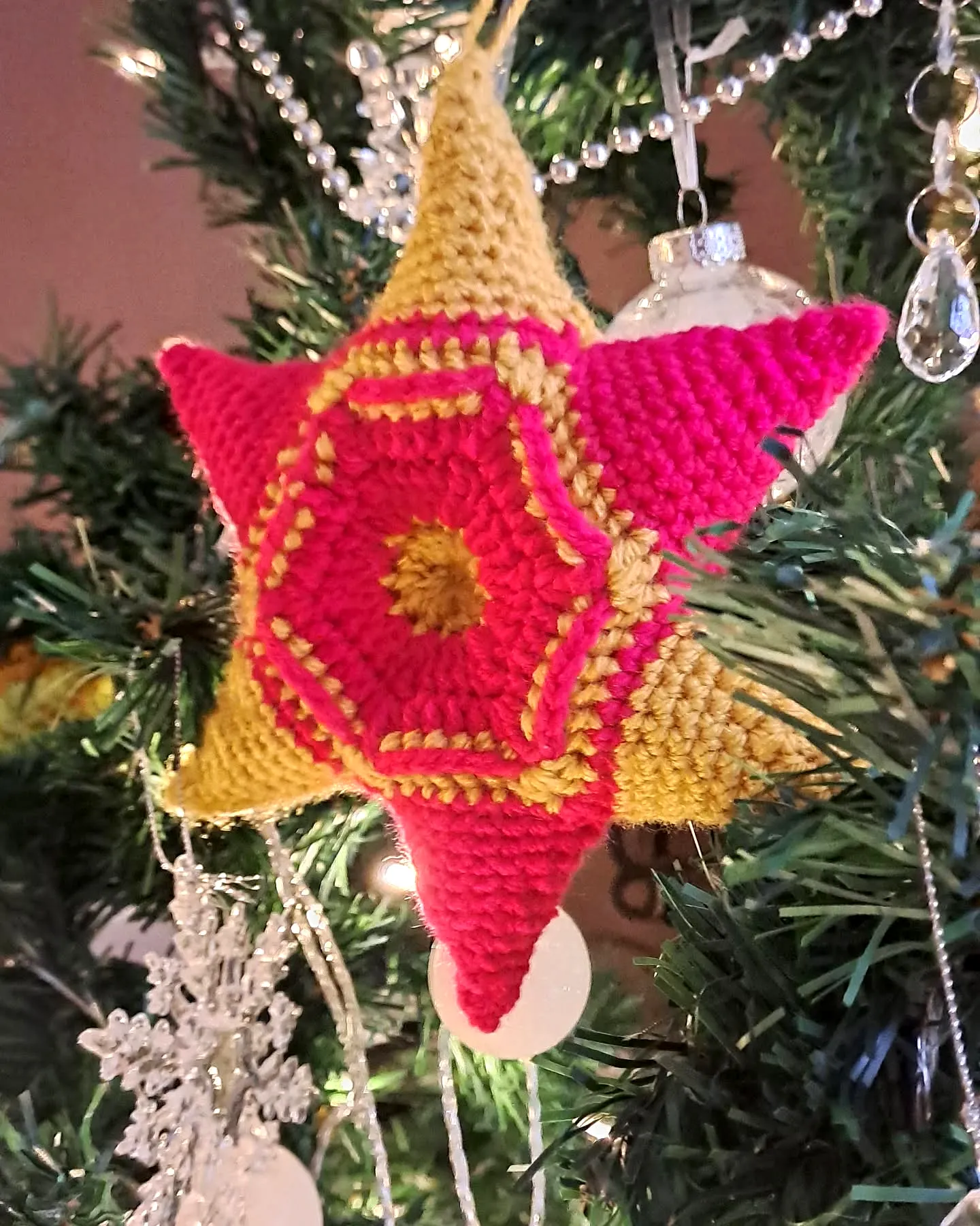 Vibrant Crochet Christmas Star Ornament