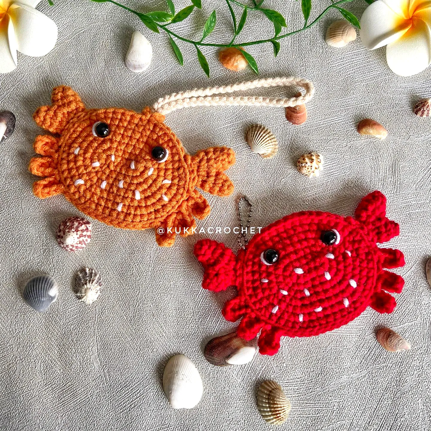 Vibrant Crochet Crab Keychain Design