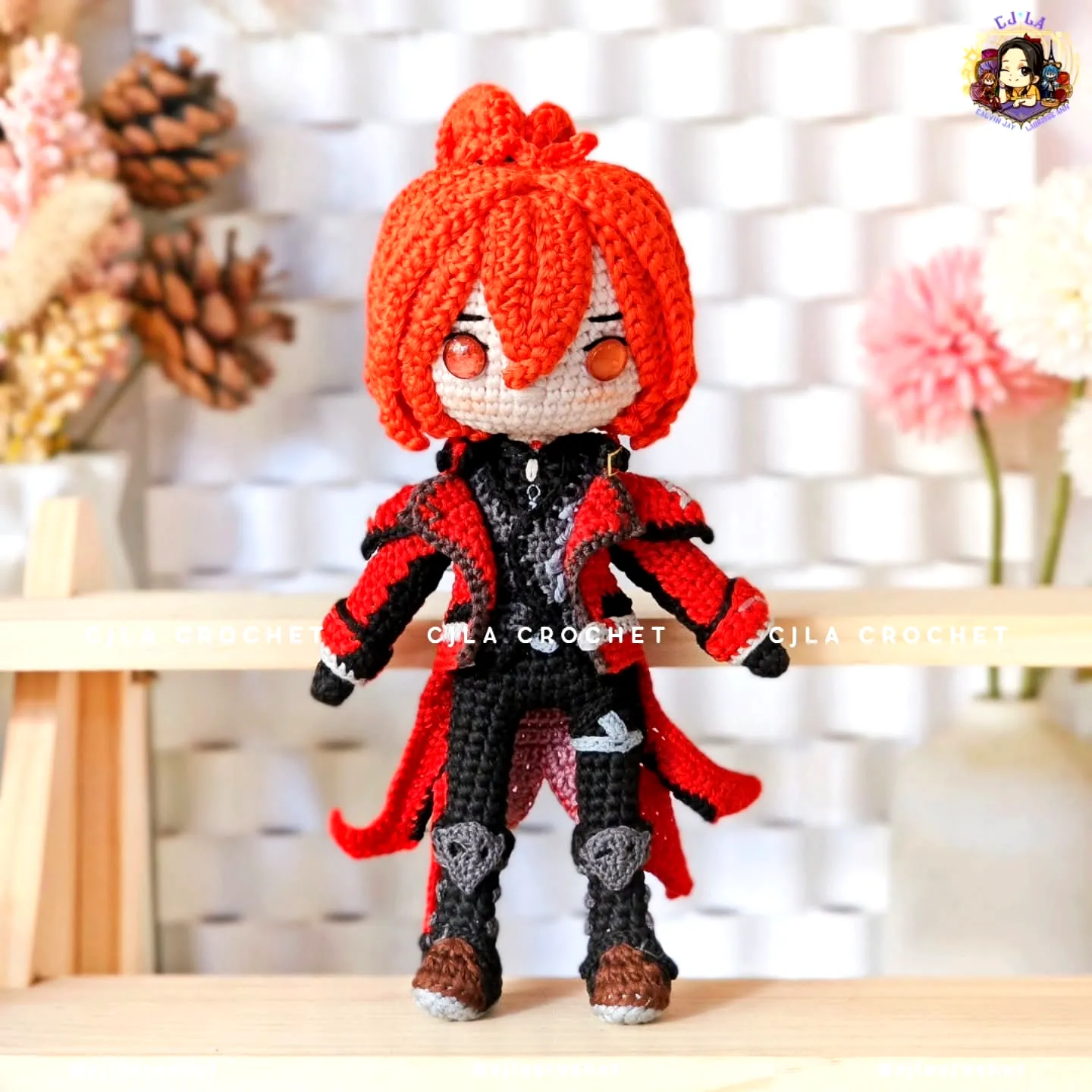 Vibrant Crochet Doll with Playful Anime Style