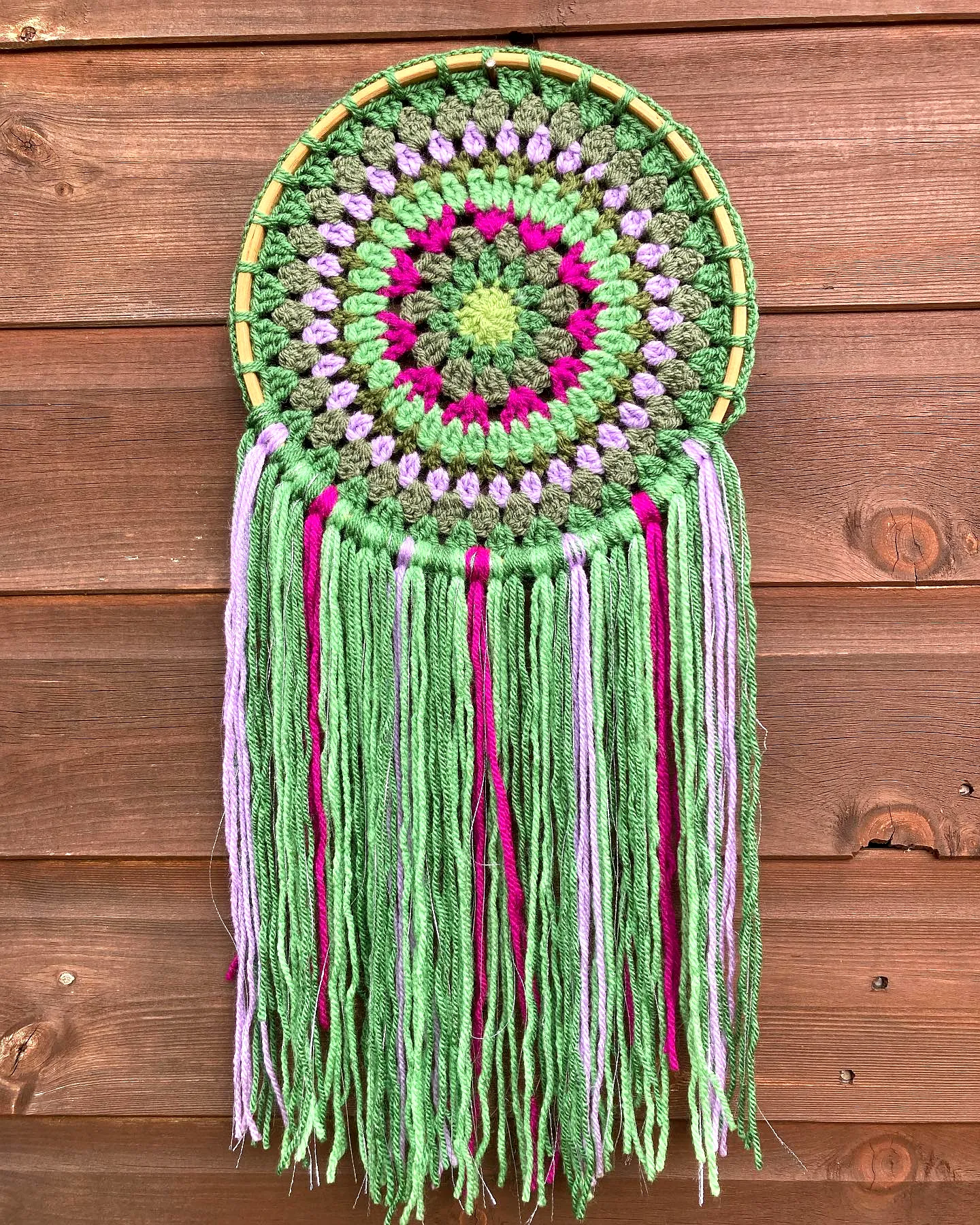 Vibrant Crochet Dream Catcher in Bohemian Style