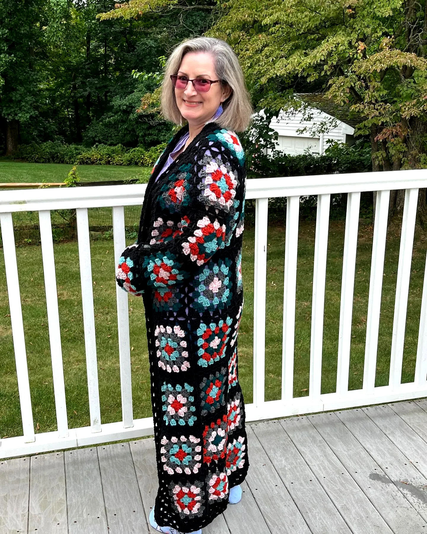 Vibrant Crochet Duster in Colorful Patchwork