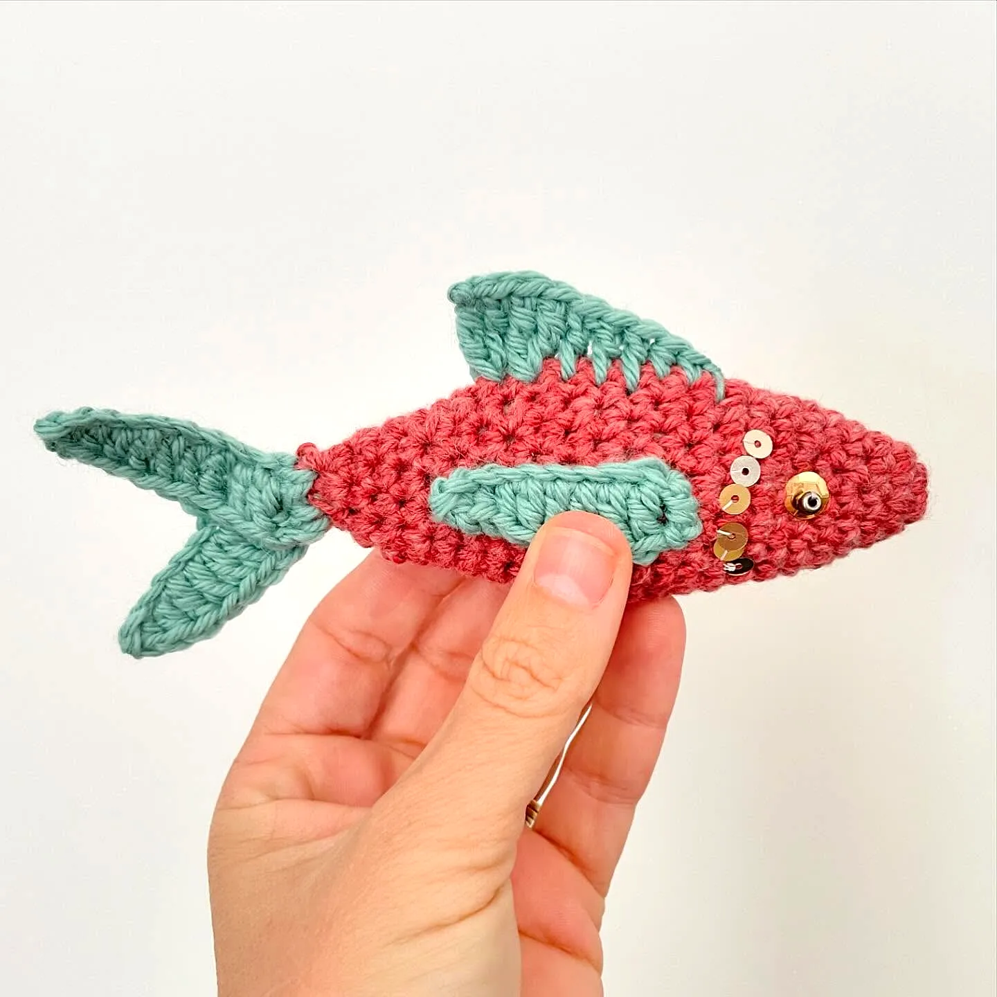 Vibrant Crochet Fish Decor with Sequins