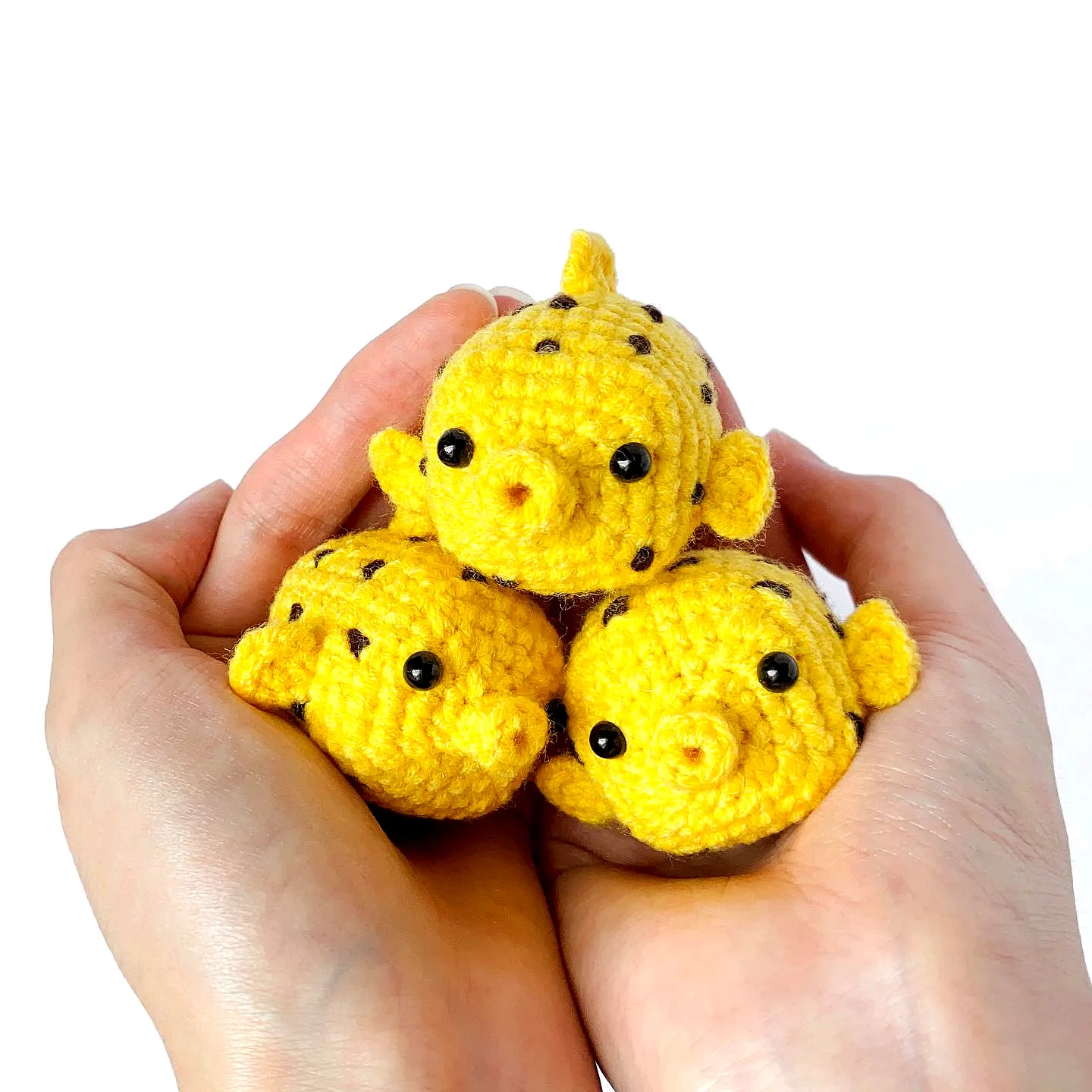 Vibrant Crochet Fish Toy in Yellow with Polka Dots for Crafters