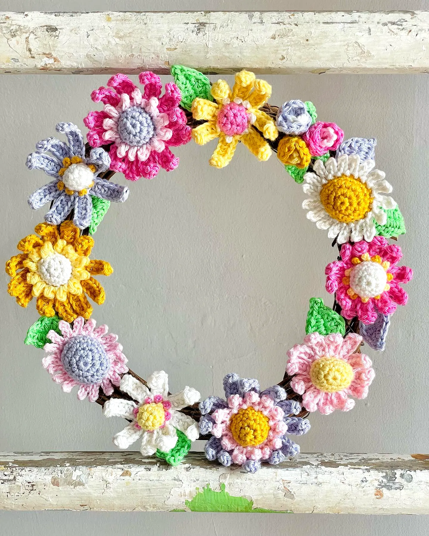 Vibrant Crochet Floral Wreath
