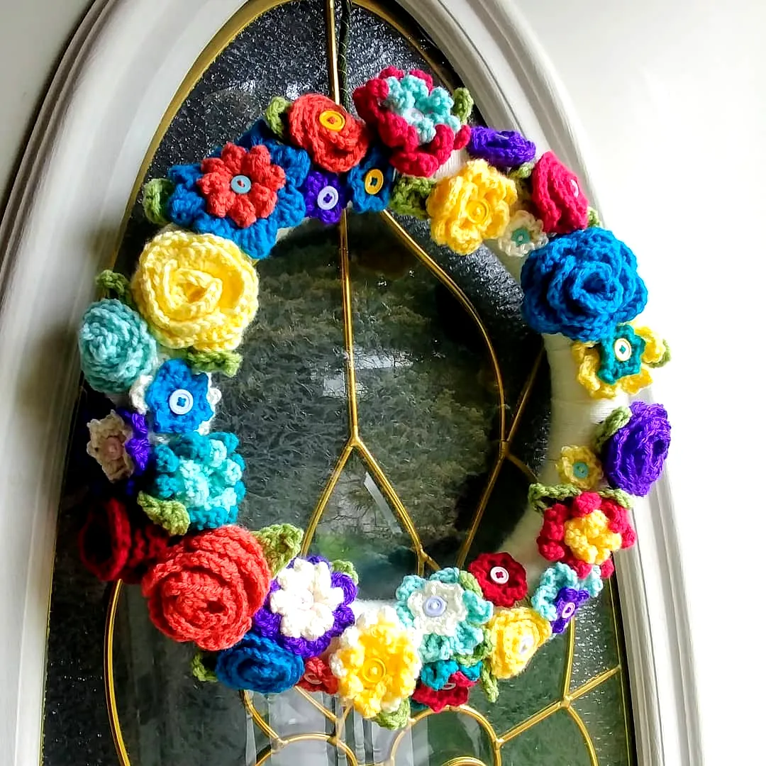 Vibrant Crochet Floral Wreath