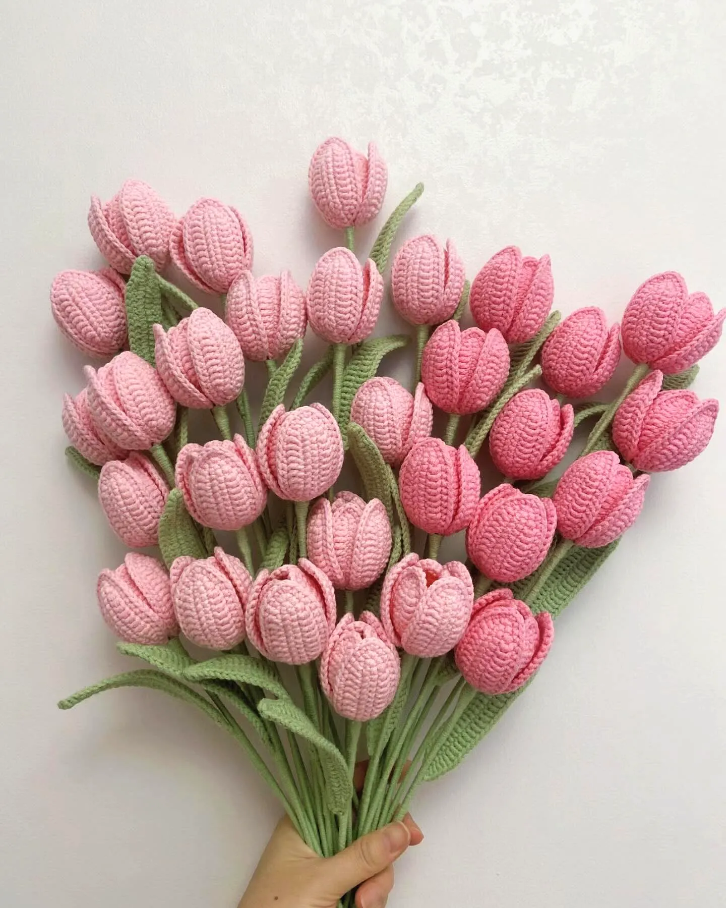 Vibrant Crochet Flower Bouquet of Pink Tulips