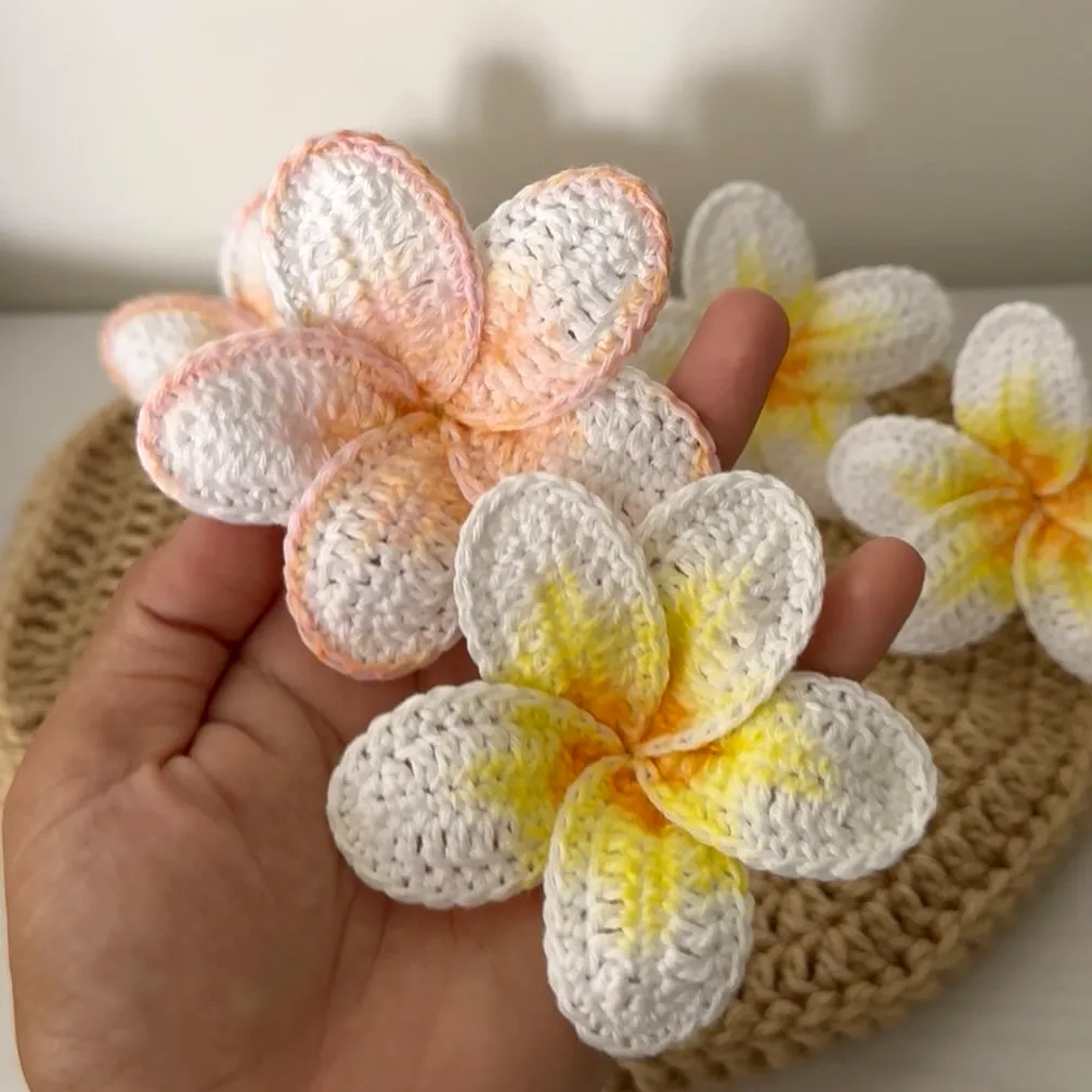 Vibrant Crochet Flower in Plumeria Style