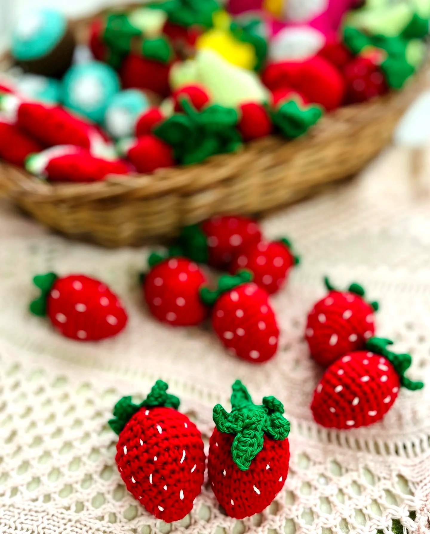 Vibrant Crochet Food Toy Strawberry Set