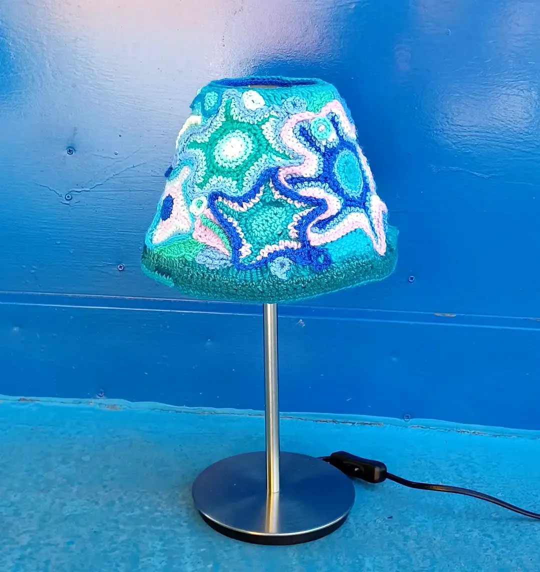 Vibrant Crochet Lampshade in Bell Shape