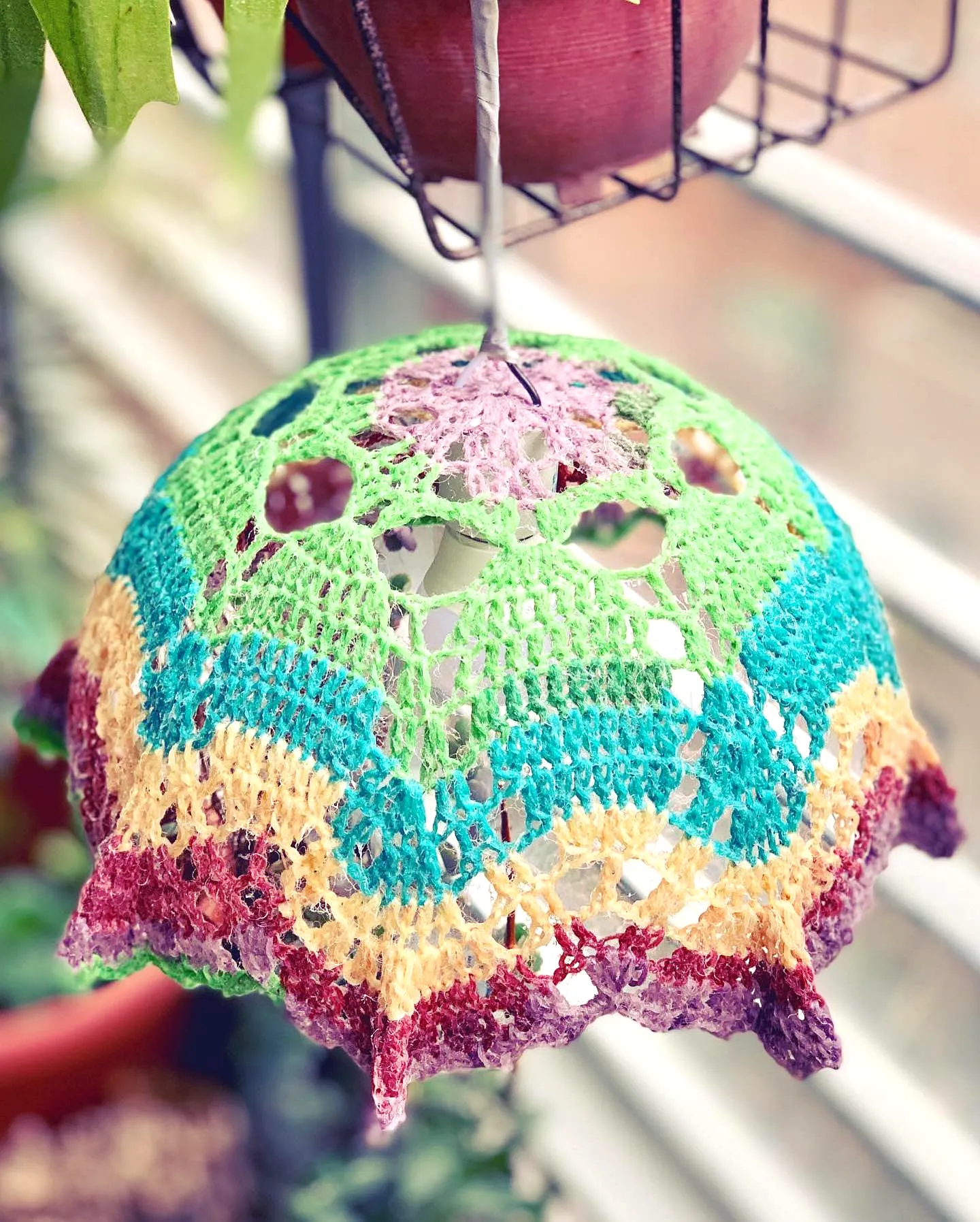 Vibrant Crochet Lampshade in Bohemian Style