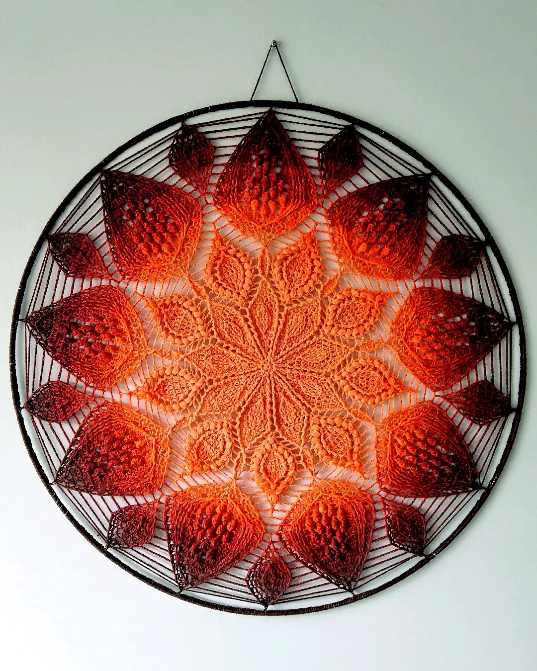 Vibrant Crochet Mandala Wall Hanging in Warm Colors